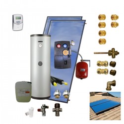 Kit chauffe-eau solaire 300L avec 2 panneaux de 2 m² fabriqués en France