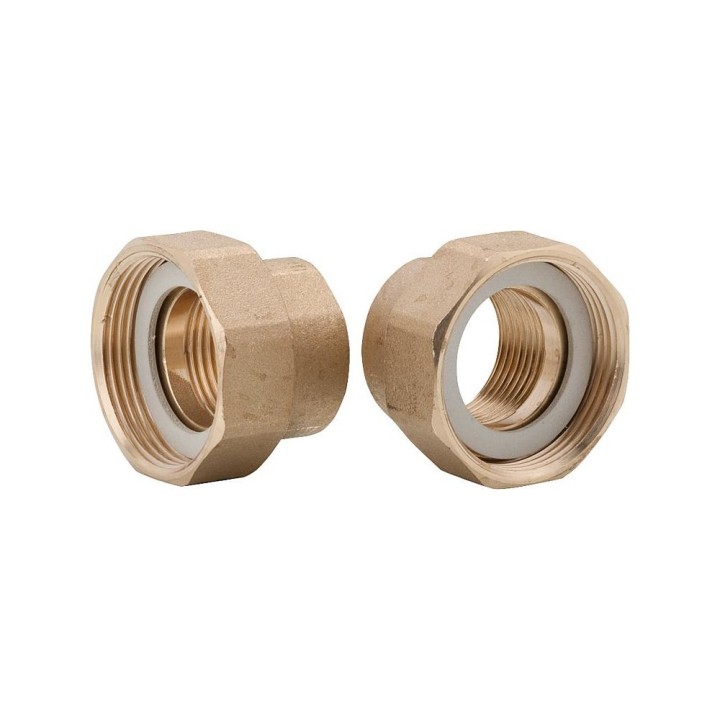 Jeu de deux raccords union en laiton pour circulateur - 1\"1/2F-1\"F