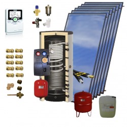 Kit chauffage solaire combiné 1000L pour une maison de 100 à 150m², avec 6 panneaux de 2m² fabriqués en France