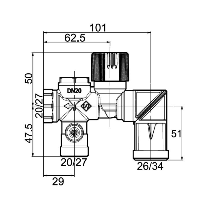 Schéma groupe de sécurité sanitaire garde orientable - position coudé